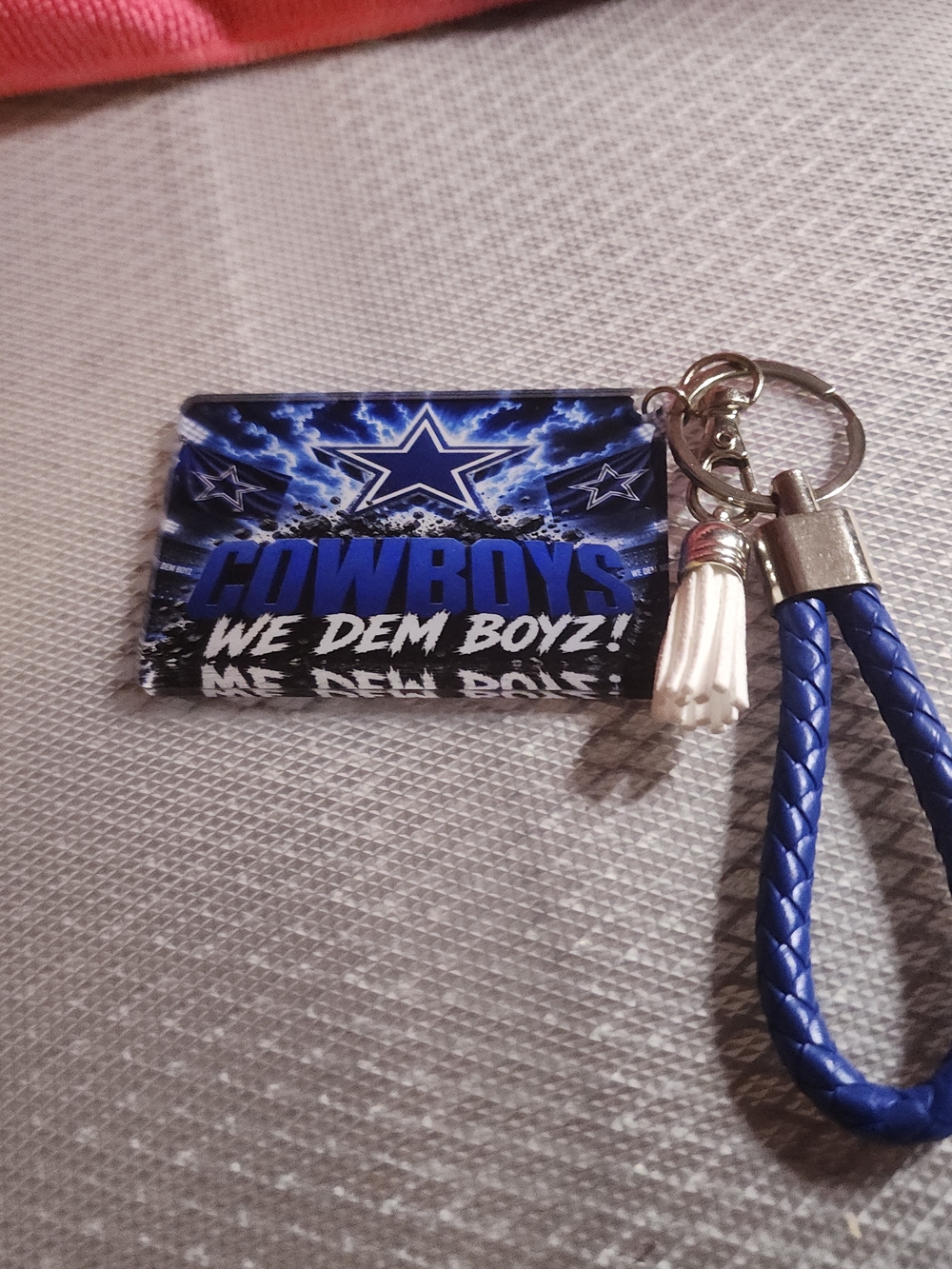 Cowboys Keychain(Acrylic) with Blue Braided Strap